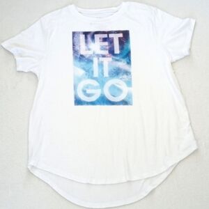 Disney White "Let It Go" Short Sleeve Rayon Blend Graphic T-Shirt XL